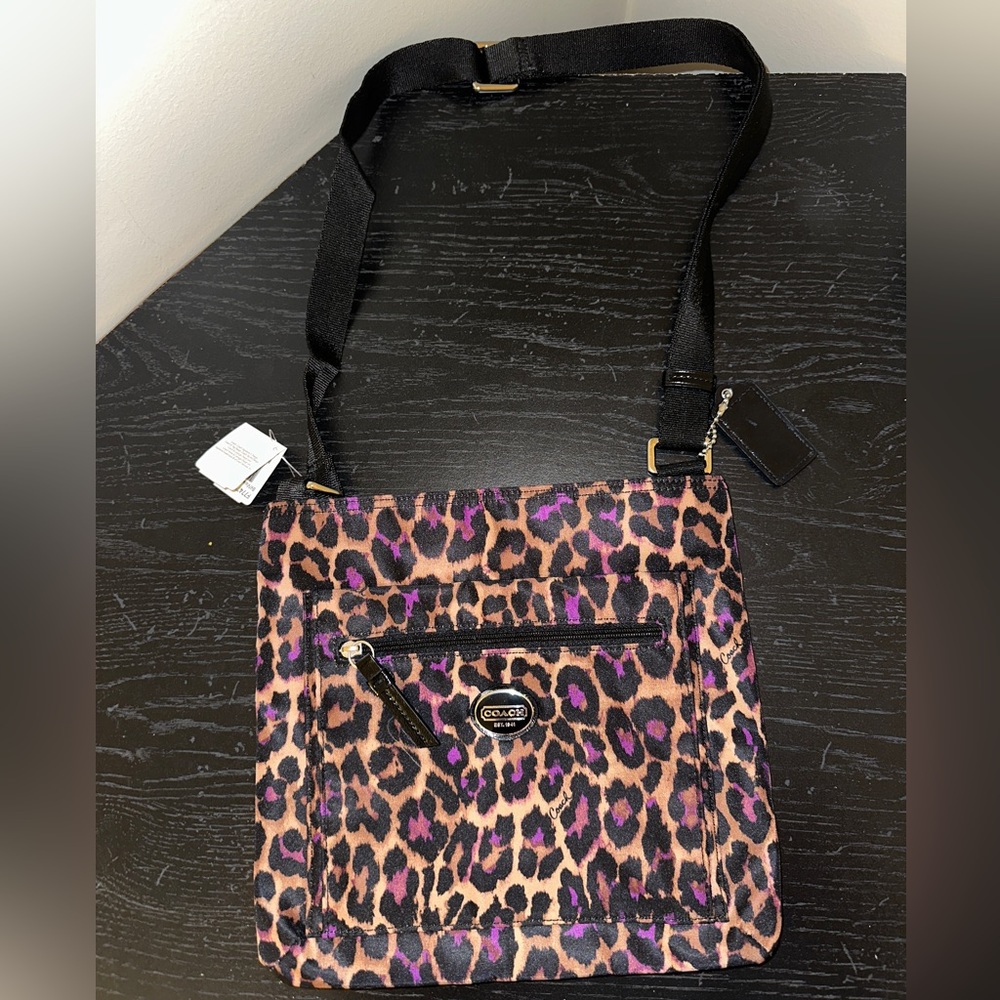 Coach Ocelot leopard print Crossbody purple